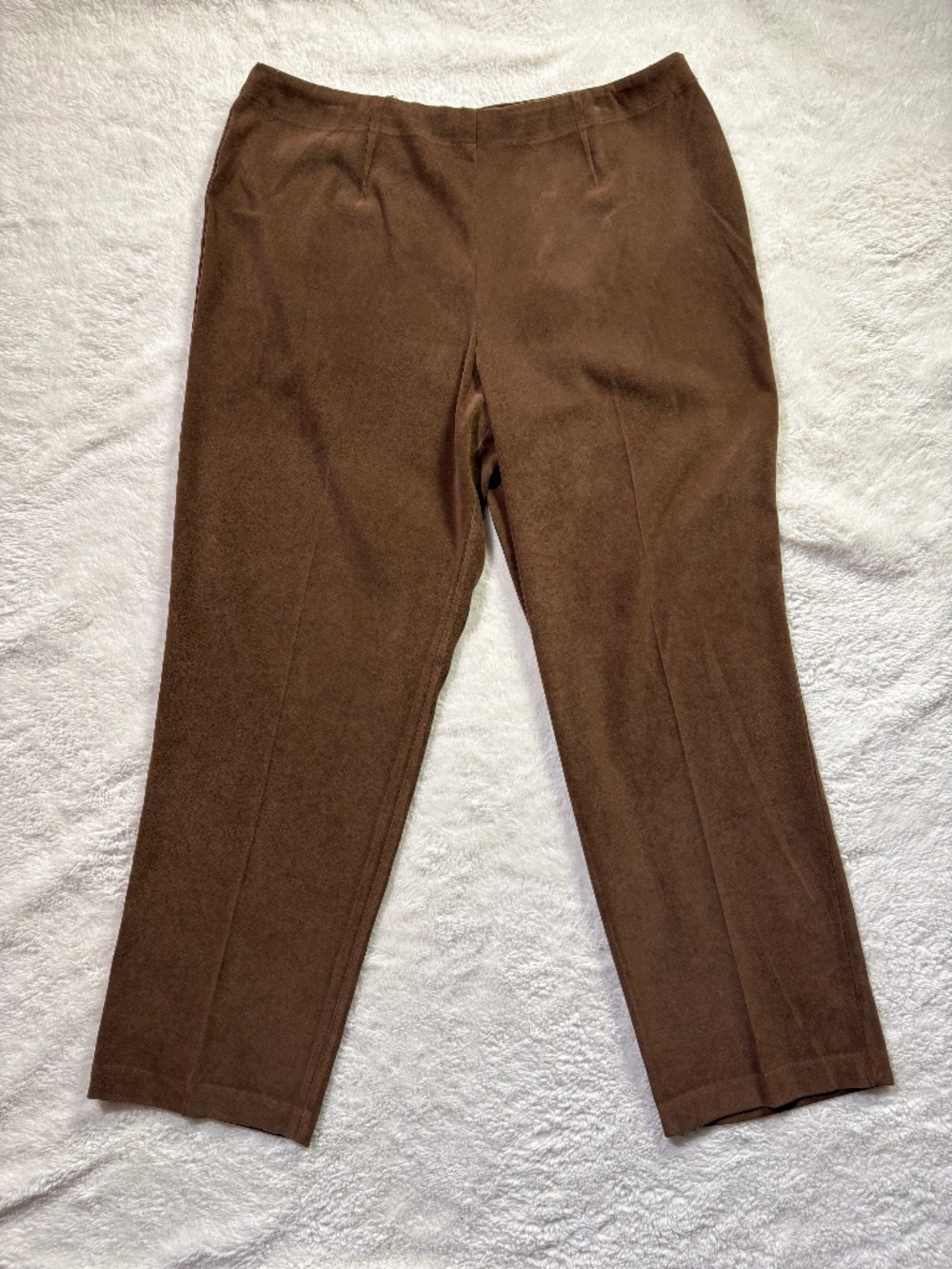 Sag Harbor Lined Business Dress Pants 16P – Side Zip/Flat Front - Brown